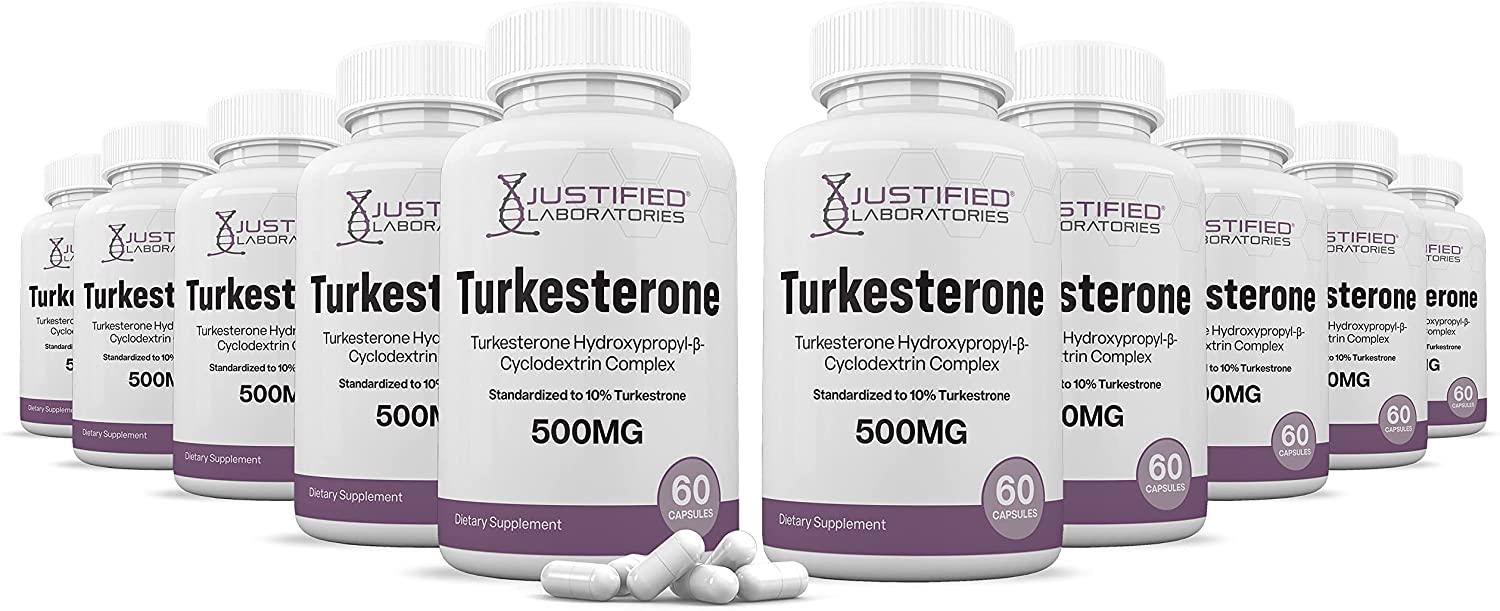 (10 Pack) Turkesterone 500mg 10% Standardized Naturally Increase Stamina Endurance Strength 600 Capsules