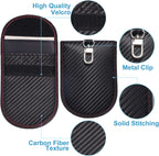 Faraday Bag for Key Fob (2 Pack), TICONN Faraday Cage Protector - Car RFID Signal Blocking, Anti-Theft Pouch, Anti-Hacking Case Blocker (Carbon Fiber Texture)