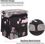 Vankor Car Trash Can for Car Cute, Car Trash Bag Bin Hanging Waterproof Automotive Car Garbage Cans Leak Proof Vehicle Trash Can Black Floral