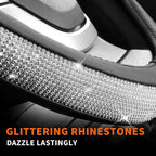 HOTOR Cute Bling Steering Wheel Cover for Women &amp; Girls with Sparkly Diamond Rhinestones, Gorgeous Accessory with Anti-Slip Lining for Diverse Cars (14.5-15 inch)