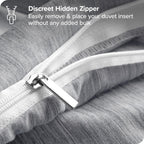 Bare Home Bedding Duvet Cover Queen Size - Premium 1800 Super Soft Duvet Covers Collection - Lightweight, Duvet Cover - Soft Textured Bedding Duvet Cover (Queen, Heathered Charcoal)