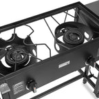 Outdoor Gas Propane Double Burner Station with Flat Top Griddle and Deep Fryer