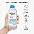 Garnier SkinActive Micellar Water For Waterproof Makeup, Facial Cleanser &amp; Makeup Remover, 13.5 Fl Oz (400mL), 2 Count (Packaging May Vary)