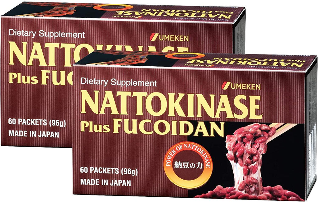 Umeken Nattokinase Plus Fucoidan for Circulatory Support - 2500FU Natto, Supports Healthy Blood Pressure, Health and Wellness Supplements, 60 Packets (Pack of 2)