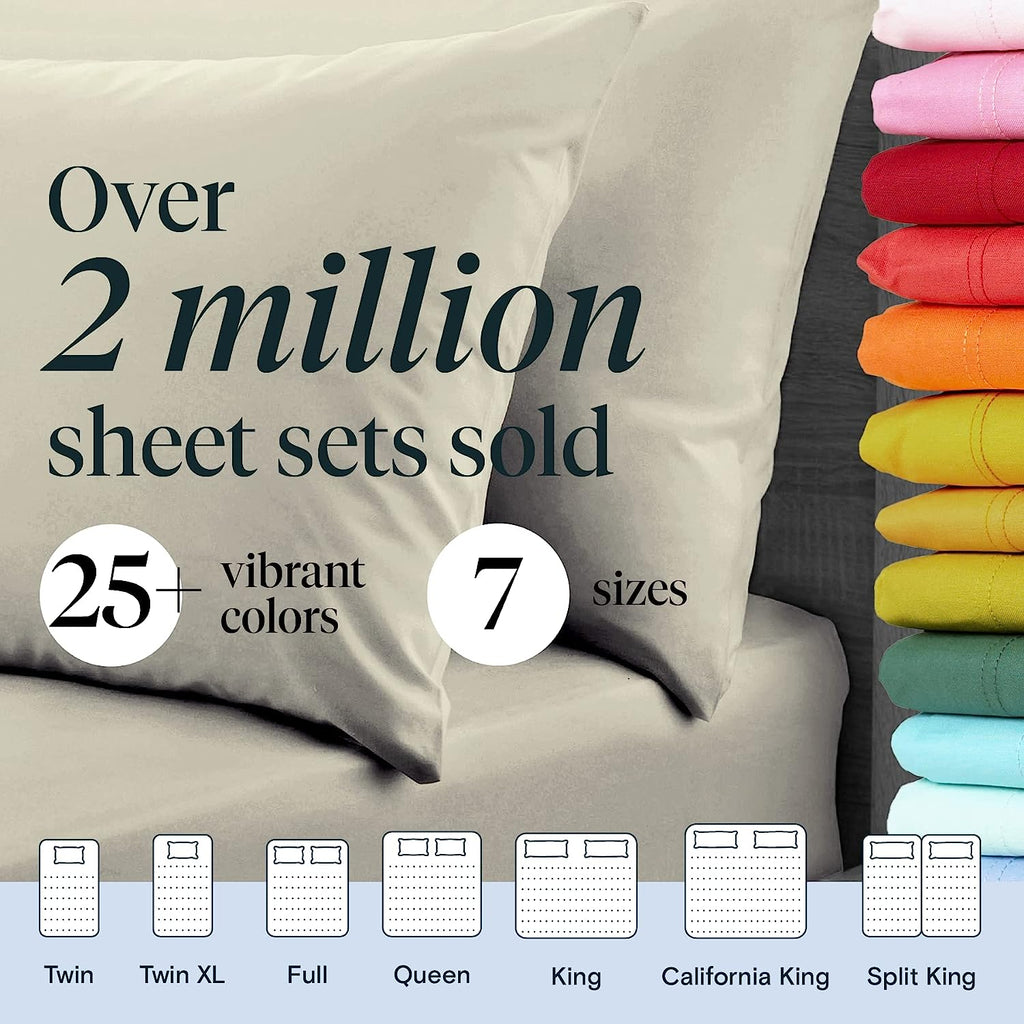 LuxClub 6 PC Full Size Sheet Set Bamboo Sheets Deep Pockets 18" Eco Friendly Wrinkle Free Cooling Sheets Machine Washable Hotel Bedding Silky Soft - Light Taupe Full