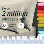 LuxClub 6 PC California King Size Sheet Set Bamboo Sheets Deep Pockets 18" Eco Friendly Wrinkle Free Cooling Sheets Machine Washable Hotel Bedding Silky Soft - Light Taupe California King
