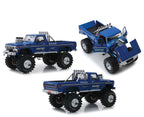 1974 Ford F-250 Bigfoot #1 The Original Monster Truck Blue with 48-Inch Tires 1/18 Diecast Model Car by Greenlight