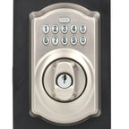 Camelot Satin Nickel Keypad Electronic Door Lock Deadbolt and Accent Lever