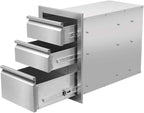 Outdoor Kitchen Drawers  Steel, Triple BBQ Drawers Flush Mount