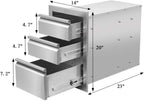 Outdoor Kitchen Drawers  Steel, Triple BBQ Drawers Flush Mount