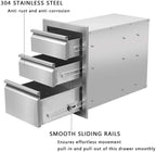 Outdoor Kitchen Drawers  Steel, Triple BBQ Drawers Flush Mount