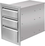 Outdoor Kitchen Drawers  Steel, Triple BBQ Drawers Flush Mount