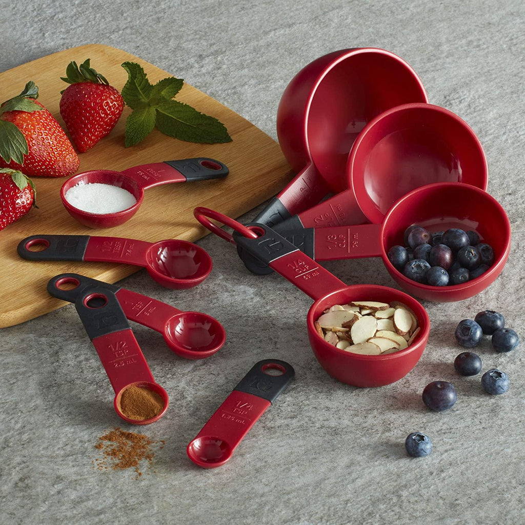 KitchenAid Classic Measuring Cups And Spoons Set, Set of 9, Red/Black