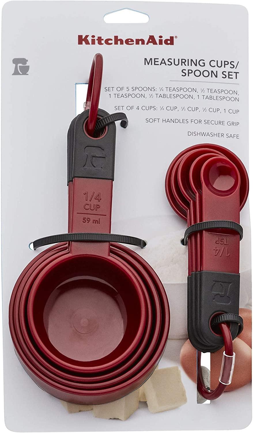 KitchenAid Classic Measuring Cups And Spoons Set, Set of 9, Red/Black