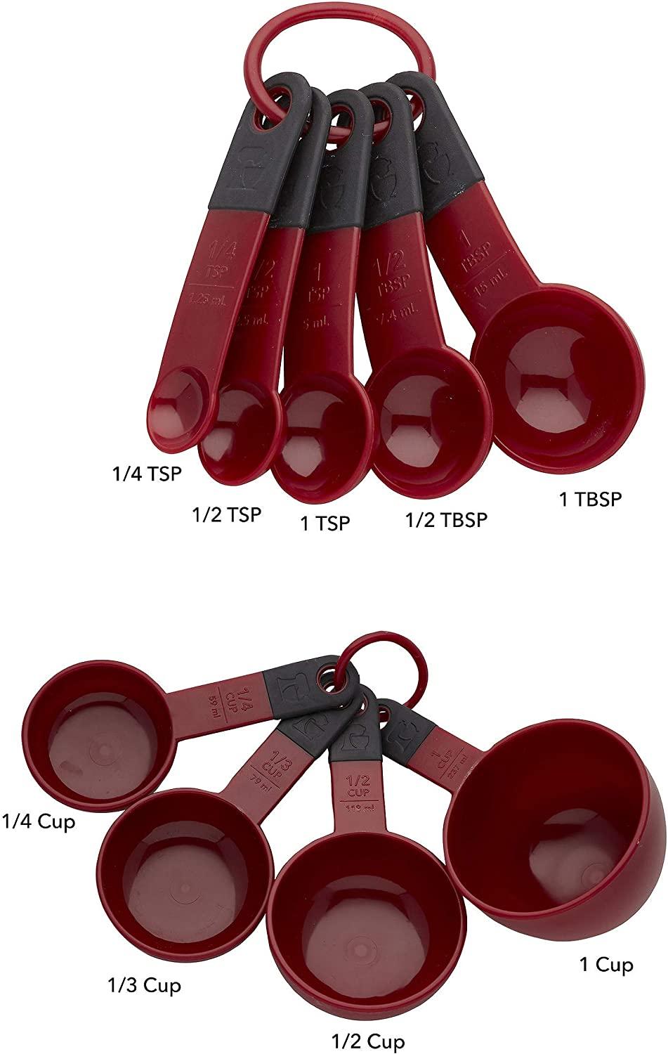 KitchenAid Classic Measuring Cups And Spoons Set, Set of 9, Red/Black