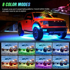 4pcs RGB Car Led Lights Bar,Car Led Lights With App, Music Mode Car Underglow Strip Lights, Waterproof Underglow LED Light Kit For SUVs,Trucks