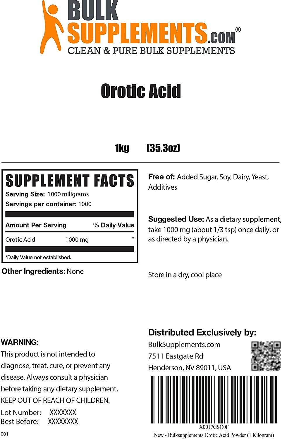 BulkSupplements.com Orotic Acid Powder (5 Kilograms - 11 lbs)