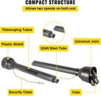 PTO Shaft, 1-3/8" PTO Drive Shaft, 6 Spline Tractor, Round Implement Ends PTO Driveline Shaft, Series 4 Tractor PTO Shaft, 43"-61" Brush Hog PTO Shaft Black, for Finish Mower, Rotary Cutter