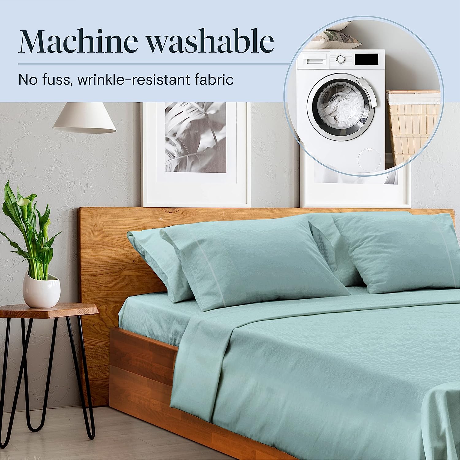 LuxClub Twin XL Sheets Set - Soft Kids Twin Bed Sheets for Boys and Girls, 4 PC Deep Pockets 18" Eco Friendly Wrinkle Free Fitted Sheets Machine Washable Hotel Bedding Silky Soft- Light Teal Twin XL