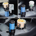 2 in 1 Large Car Cup Holder Extender Adapter THIS HILL with Adjustable Base, Wider Diameter, Universal Car Cup Holder and Organizer for Snack Bottles Cups Drinks Upgraded