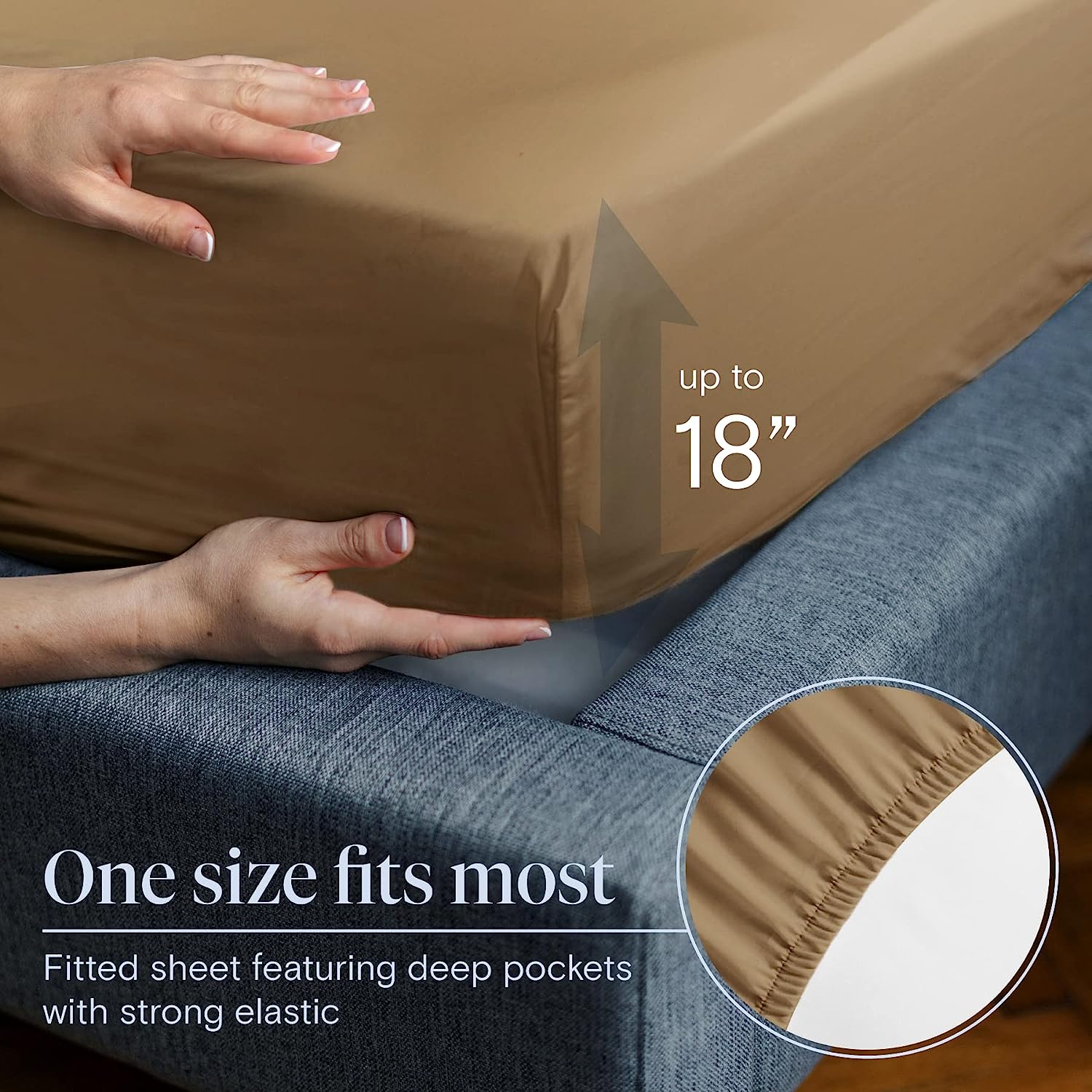 LuxClub 6 PC Full Size Sheet Set Bamboo Sheets Deep Pockets 18" Eco Friendly Wrinkle Free Cooling Sheets Machine Washable Hotel Bedding Silky Soft - Dark Khaki Full