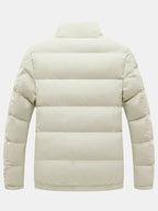 mens windproof warm stand collar thicken solid overcoats with pocket