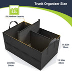 MIU COLOR Car Trunk Organizer with 8 Mesh Pockets, 52L Collapsible Cargo Storage Containers with Strap Handle for Sedan SUV, Black