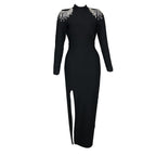 sexy halter diamond tassel maxi dress