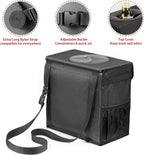 Ryhpez Car Trash Can with Lid - Car Trash Bag Hanging with Storage Pockets Collapsible and Portable Car Garbage Can with Metal Rack Support