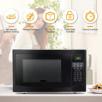 Countertop Microwave Oven,Safeplus 1.1Cu.ft,1000W Microwaves with Smart SensorCold Rolled Steel Plate 10 Micro Power Defrost & Auto CooFunction LED Display Glass