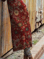 Fashion Retro Print Round Neck Long Sleeve Casual Maxi Dress