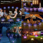 Solar Garden Lights Solar Firework Lights, 8-Mode Lighting Solar Lights Outdoor Waterproof For Garden Patio Walkway Pathway Party Wedding Decorative