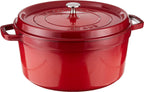 Staub Cast Iron 9-qt Round Cocotte - Cherry, Made in France