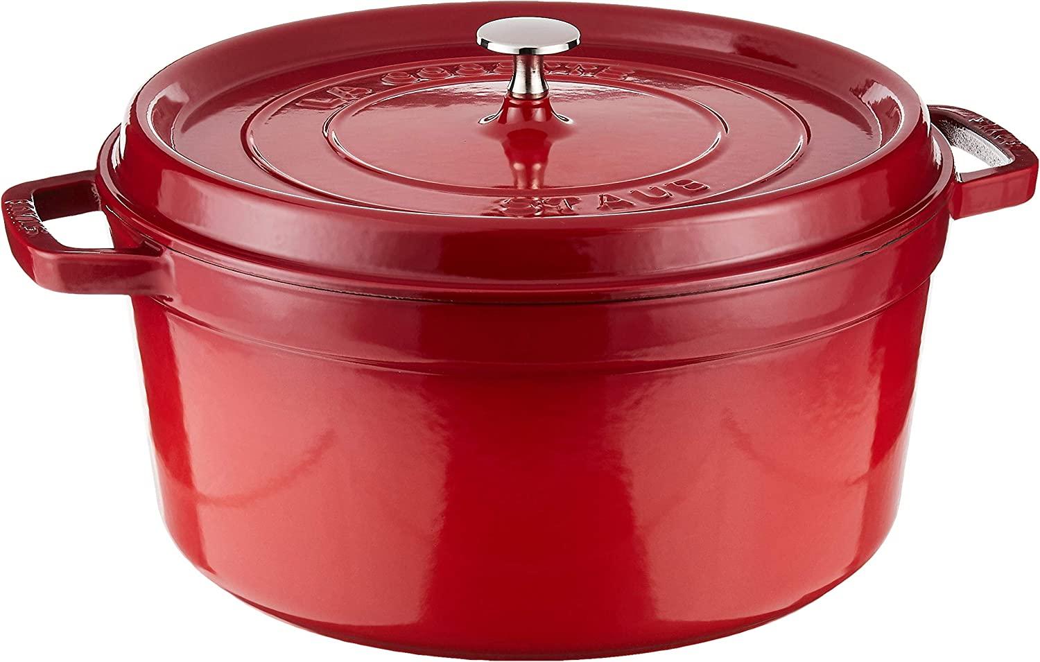 Staub Cast Iron 9-qt Round Cocotte - Cherry, Made in France