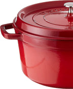 Staub Cast Iron 9-qt Round Cocotte - Cherry, Made in France