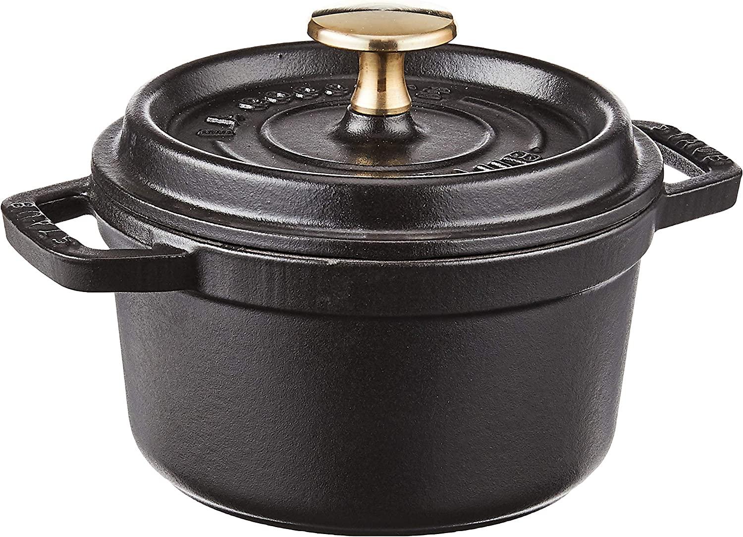 Staub Cast Iron 0.75-qt Round Cocotte - Matte Black, Made in France