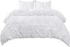 Bedsure White Duvet Cover California King - Pinch Pleated California King Size Duvet Cover with Zipper Closure, Microfiber Pintuck Duvet Cover(White, Cal King)