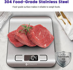 Etekcity Food Kitchen Scale, Digital Grams and Ounces for Weight Loss, Baking, Cooking, Keto and Meal Prep, LCD Display, Medium, 304 Stainless Steel
