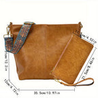 Geometric Strap Hobo Bag, LarCapacity Crossbody Bag, Women's Retro Style Shoulder Bag