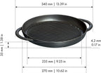 Staub Cast Iron 10-inch Pure Grill - Black Matte, Made in France