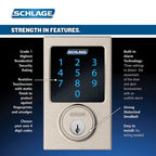 Century Satin Nickel Connect Smart Lock with Alarm and Latitude Lever Handleset