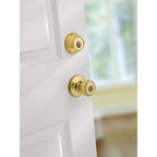 Tylo Polished Brass Entry Door Knob and Double Cylinder Deadbolt Combo Pack with Microban Antimicrobial Technology