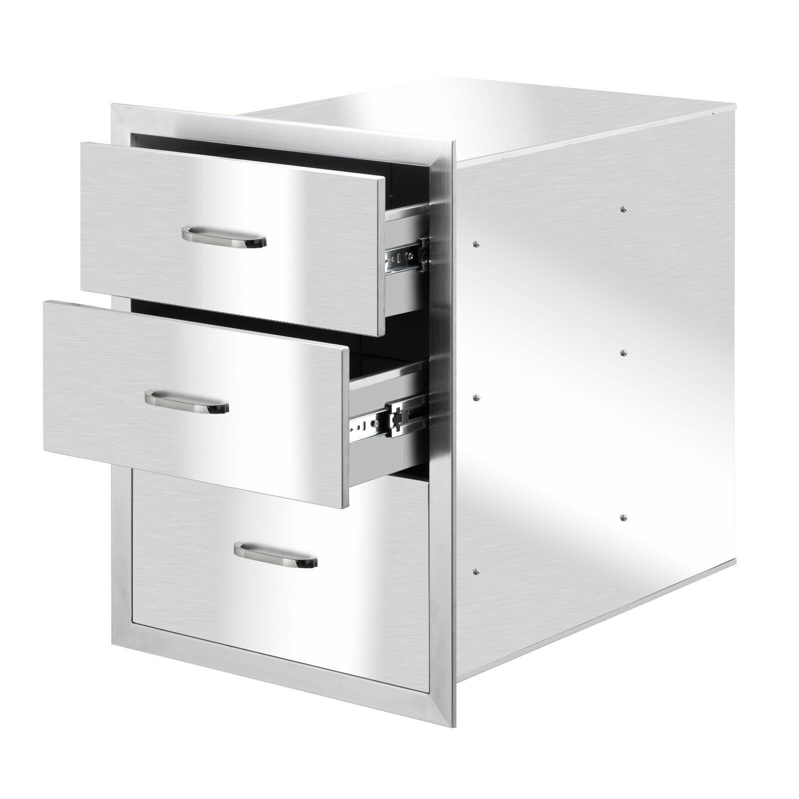 Steel 3-Layer Flush Mount StoraDrawers for BBQ Patio Grill Station