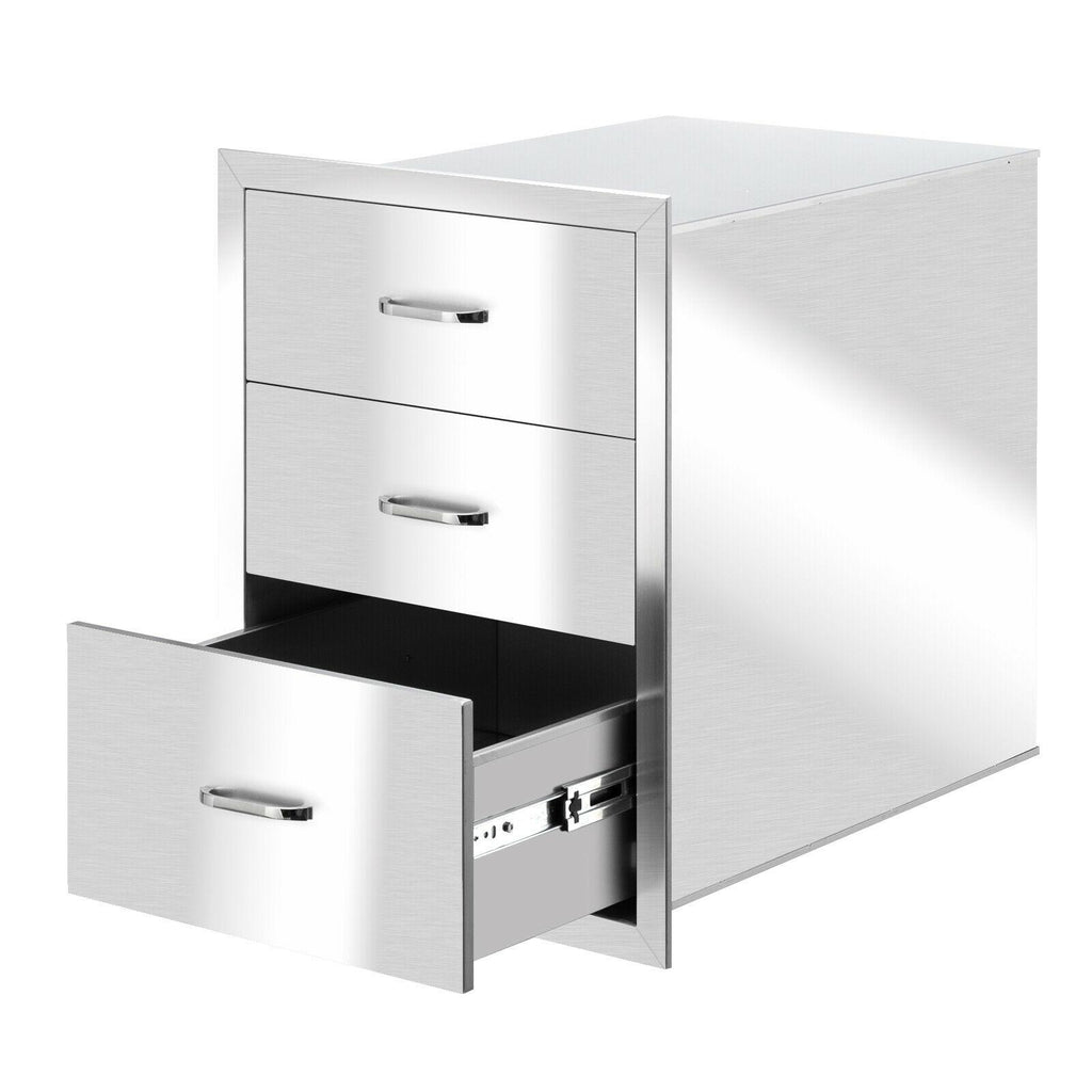 Steel 3-Layer Flush Mount StoraDrawers for BBQ Patio Grill Station