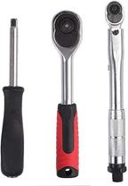 LLRYN 1/4" 5-25Nm Ratchet Torque Wrench Square Drive Click Car Hand Tool Adjustable 46 Pcs Hand Tools for Car Bike Repair Tool
