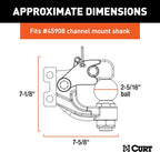 CURT 45922 Channel Mount Pintle Attachment with 2-5/16-Inch Ball, 20,000 lbs, Shank Required , Black
