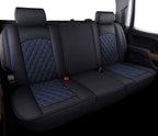 Aierxuan Back Seat Covers Compatible with Chevy Silverado GMC Sierra Pickup Custom Fit 2007-2024 1500 2500HD 3500HD Crew Double Extended Cab Waterproof Leather Split Bench (Rear Seat/Blue)