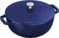 Staub Cast Iron 3.75-qt Essential French Oven with Lilly Lid - Dark Blue, Made in France
