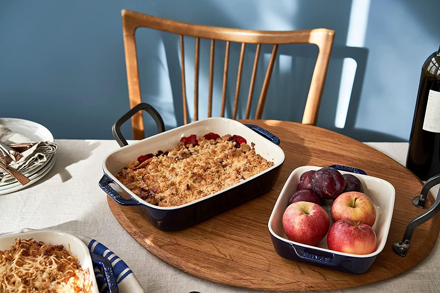 STAUB Ceramics Rectangular Baking Dish Set, 2 pc, Dark Blue