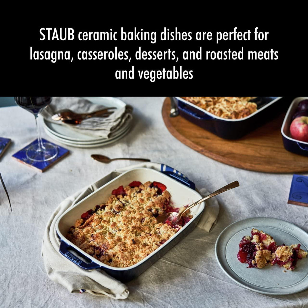 STAUB Ceramics Rectangular Baking Dish Set, 2 pc, Dark Blue